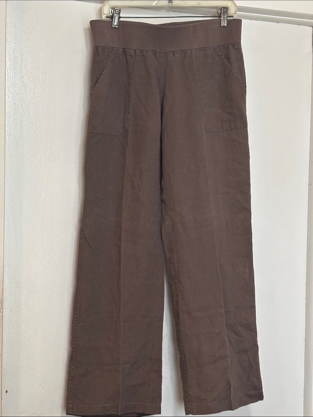 Allen Allen Linen Women's Straight-Leg Utility Pants in Brown